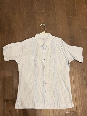 Texas Standard Light Blue Short-Sleeve Guayabera Embroidered Shirt
